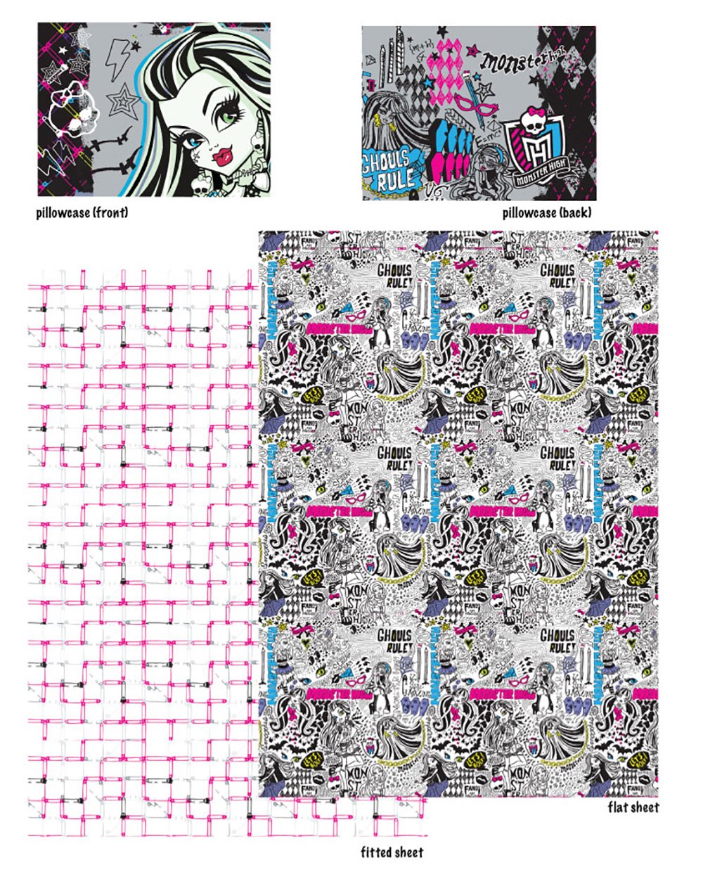 Monster High Sheet Set The In Crowd Bedding Accessories